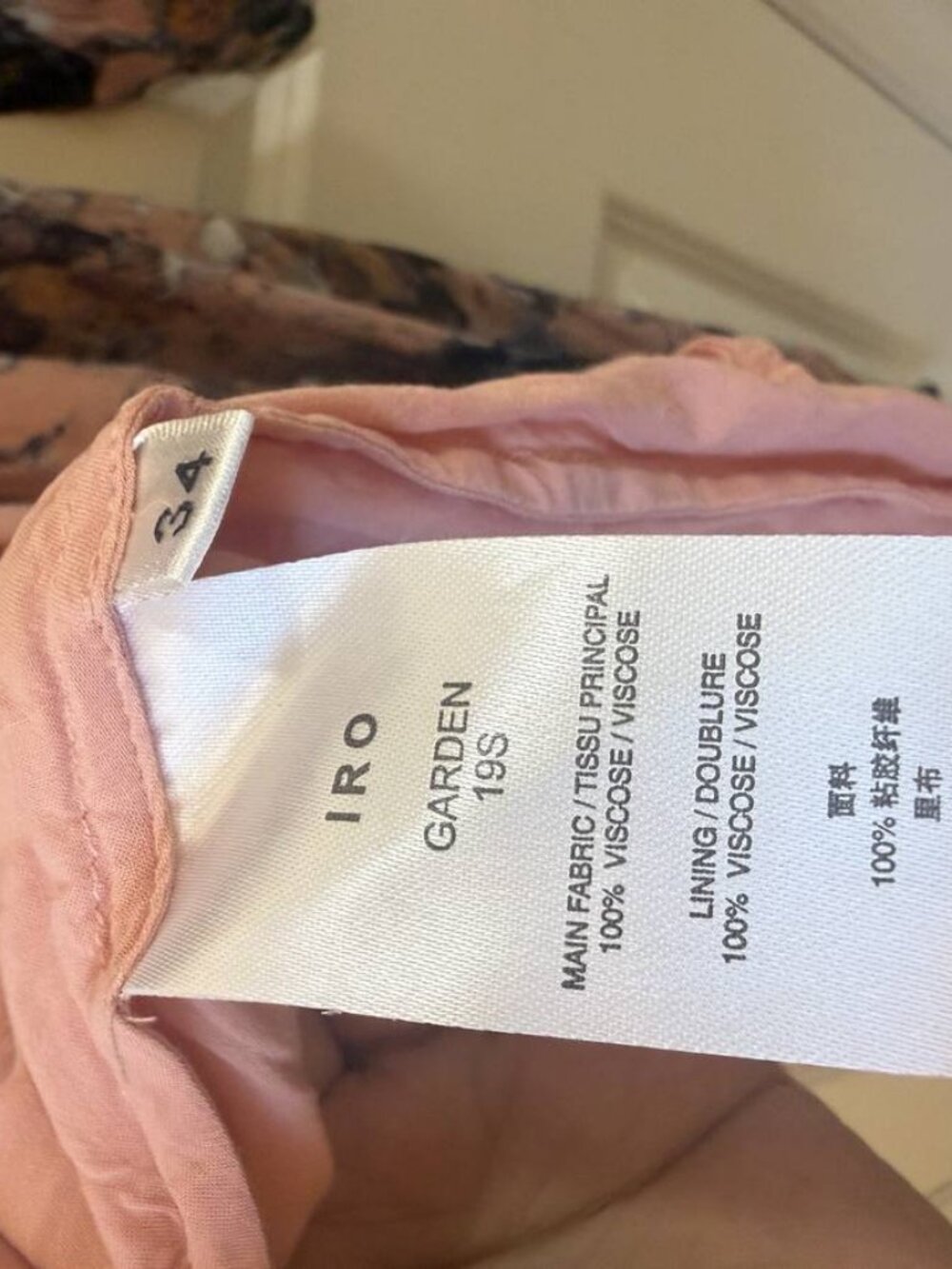IRO Garden Pink Black Floral Dress Size 34